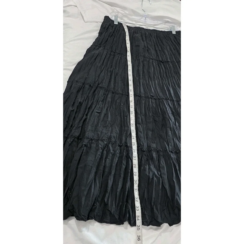 Womens Pleated Maxi Skirt Size XL Black Ren Faire‎ Fairy Victorian Whimsigoth